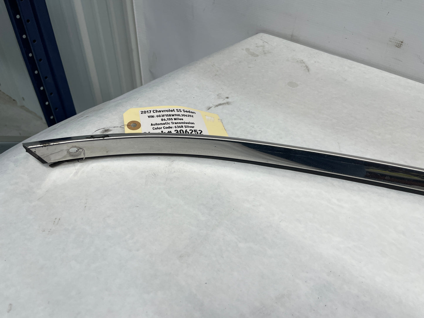 2017 Chevy SS Sedan RH Passenger Chrome Roof Door Top Molding Trim OEM - Day's Parts Yard