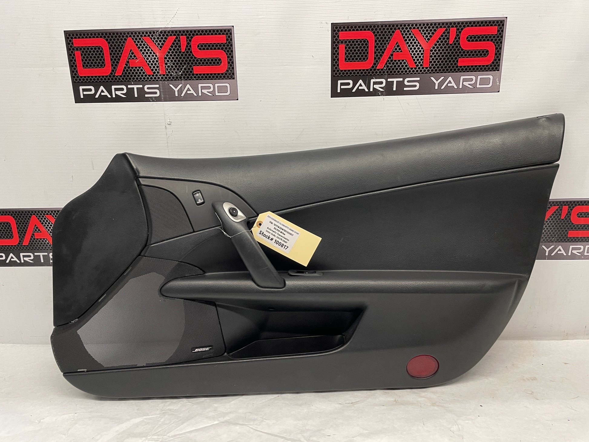 2011 Chevy C6 Corvette Grand Sport RH Passenger Front Interior Door Panel Trim OEM - Day's Parts Yard