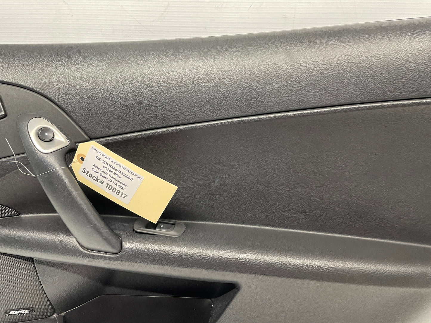 2011 Chevy C6 Corvette Grand Sport RH Passenger Front Interior Door Panel Trim OEM - Day's Parts Yard