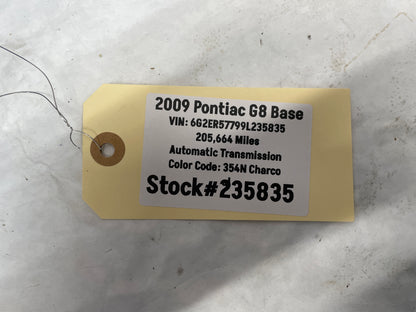 2009 Pontiac G8 Base Center Console Bare OEM - Day's Parts Yard