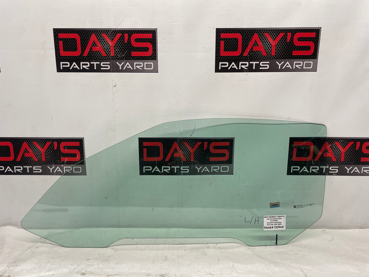 2005 Chevy C6 Corvette LH Driver Door Window Glass OEM - Day's Parts Yard
