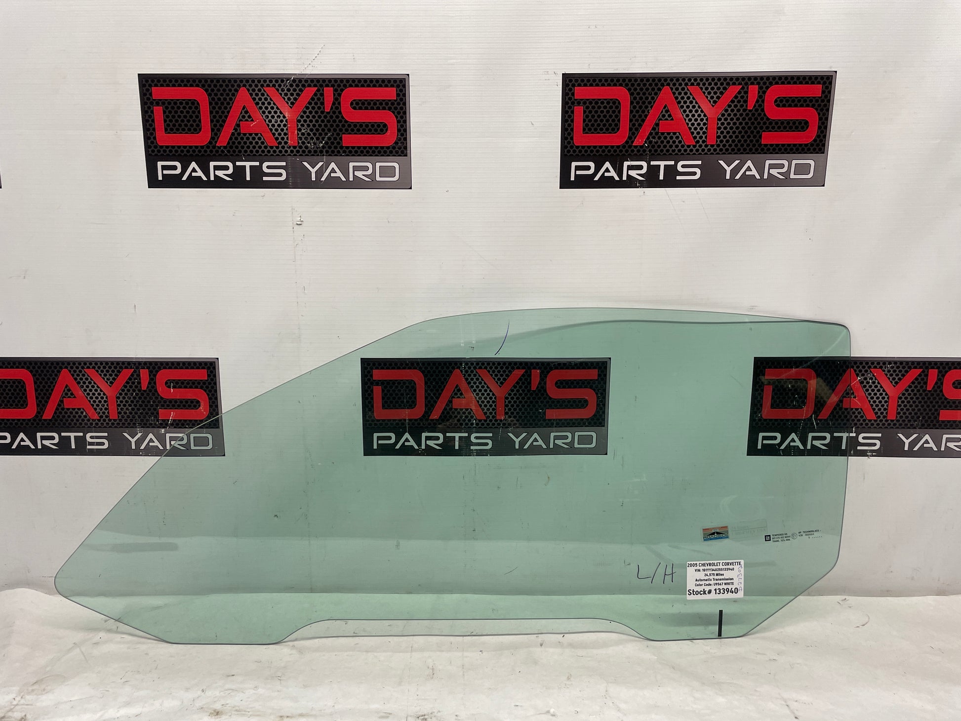 2005 Chevy C6 Corvette LH Driver Door Window Glass OEM - Day's Parts Yard