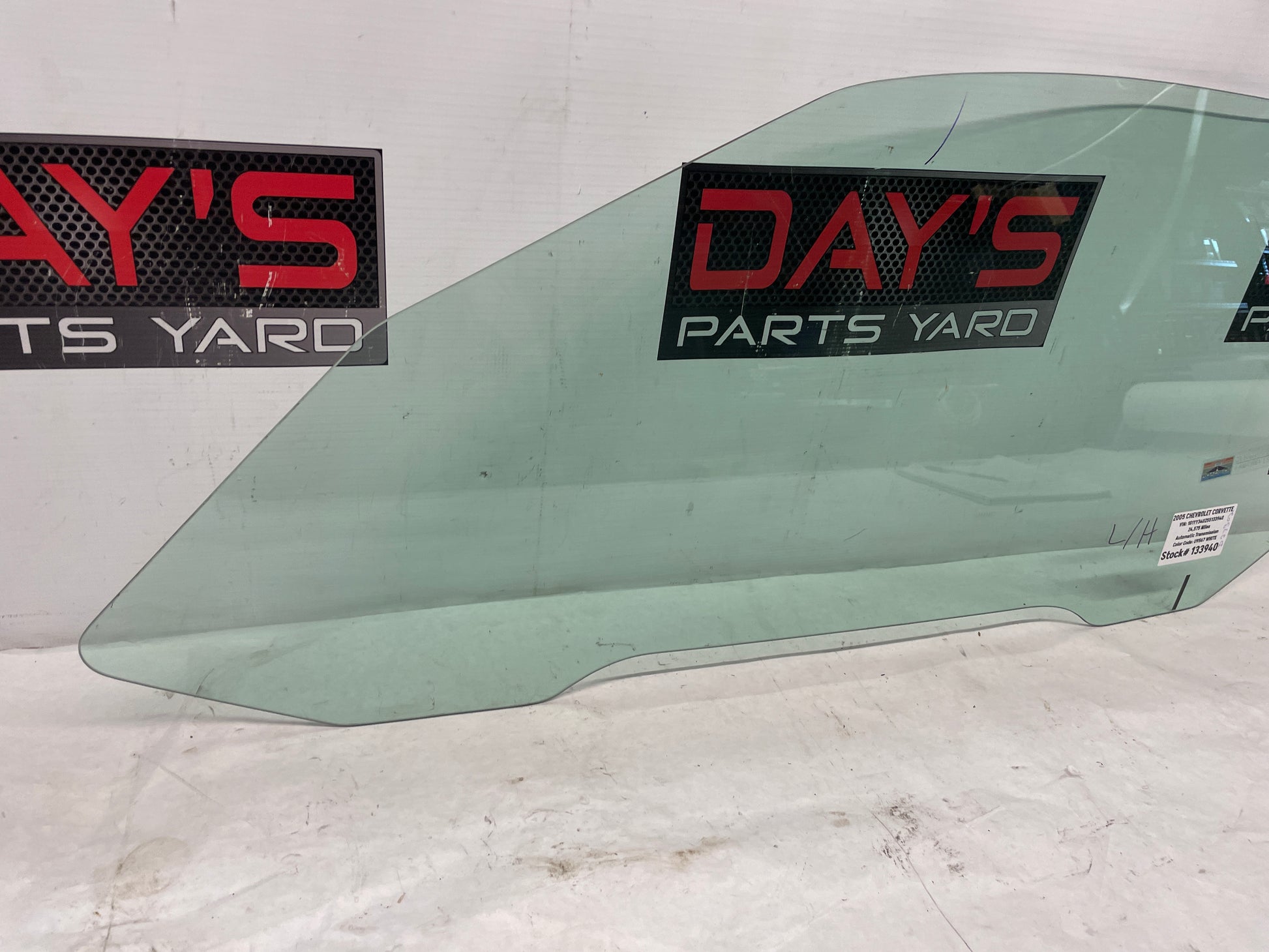 2005 Chevy C6 Corvette LH Driver Door Window Glass OEM - Day's Parts Yard