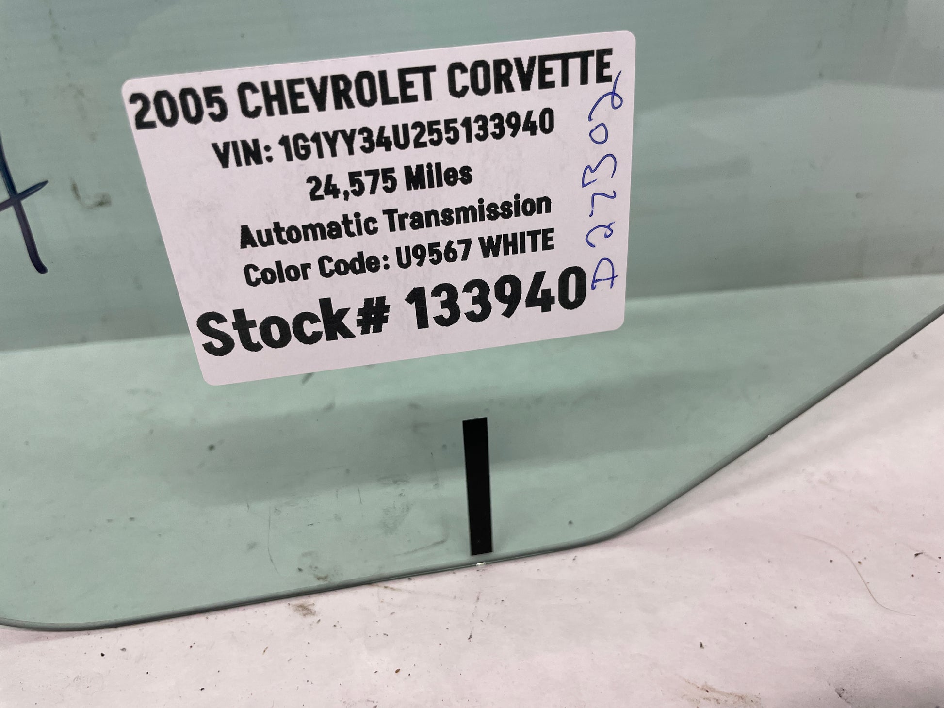 2005 Chevy C6 Corvette LH Driver Door Window Glass OEM - Day's Parts Yard