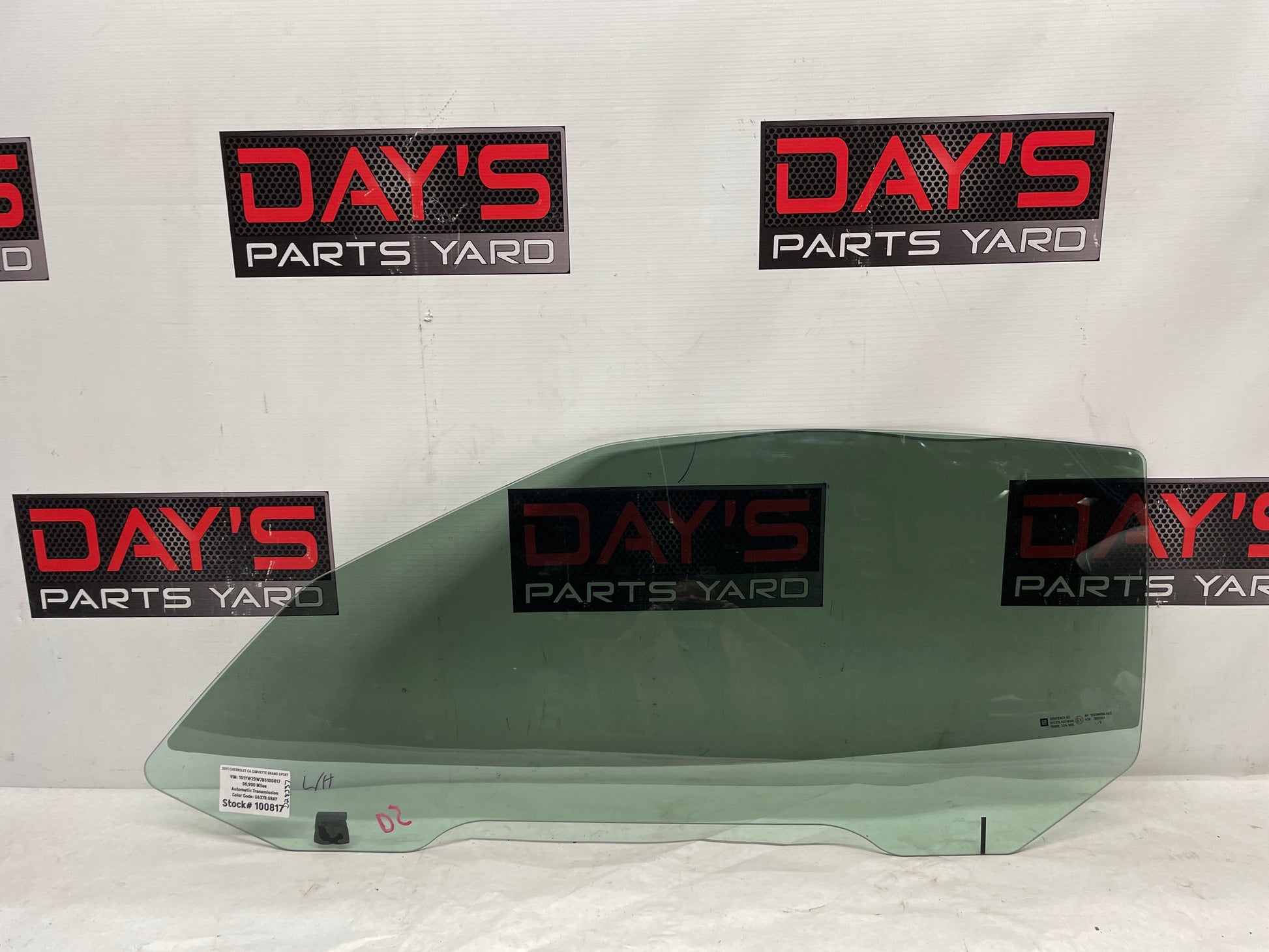 2011 Chevy C6 Corvette Grand Sport LH Driver Front Door Window Glass OEM - Day's Parts Yard