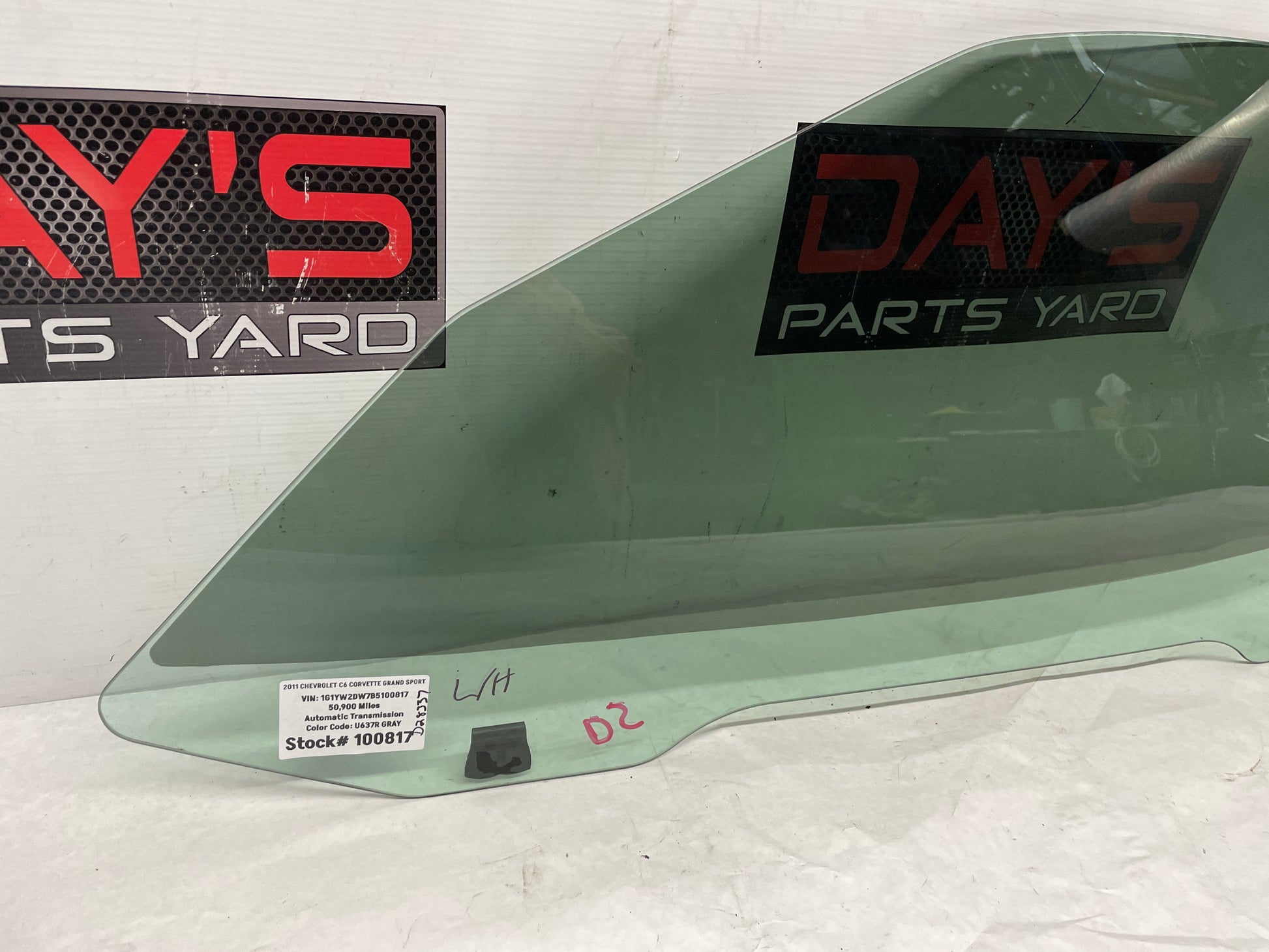 2011 Chevy C6 Corvette Grand Sport LH Driver Front Door Window Glass OEM - Day's Parts Yard