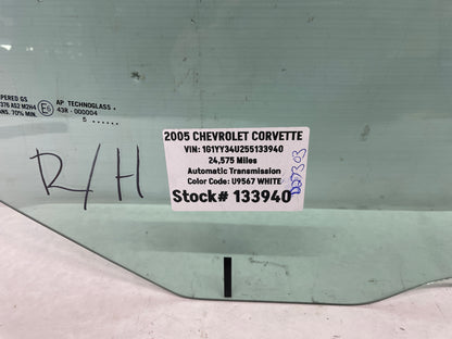 2005 Chevy C6 Corvette RH Passenger Door Window Glass OEM - Day's Parts Yard