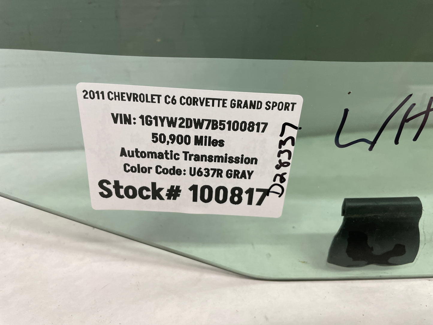 2011 Chevy C6 Corvette Grand Sport LH Driver Front Door Window Glass OEM - Day's Parts Yard