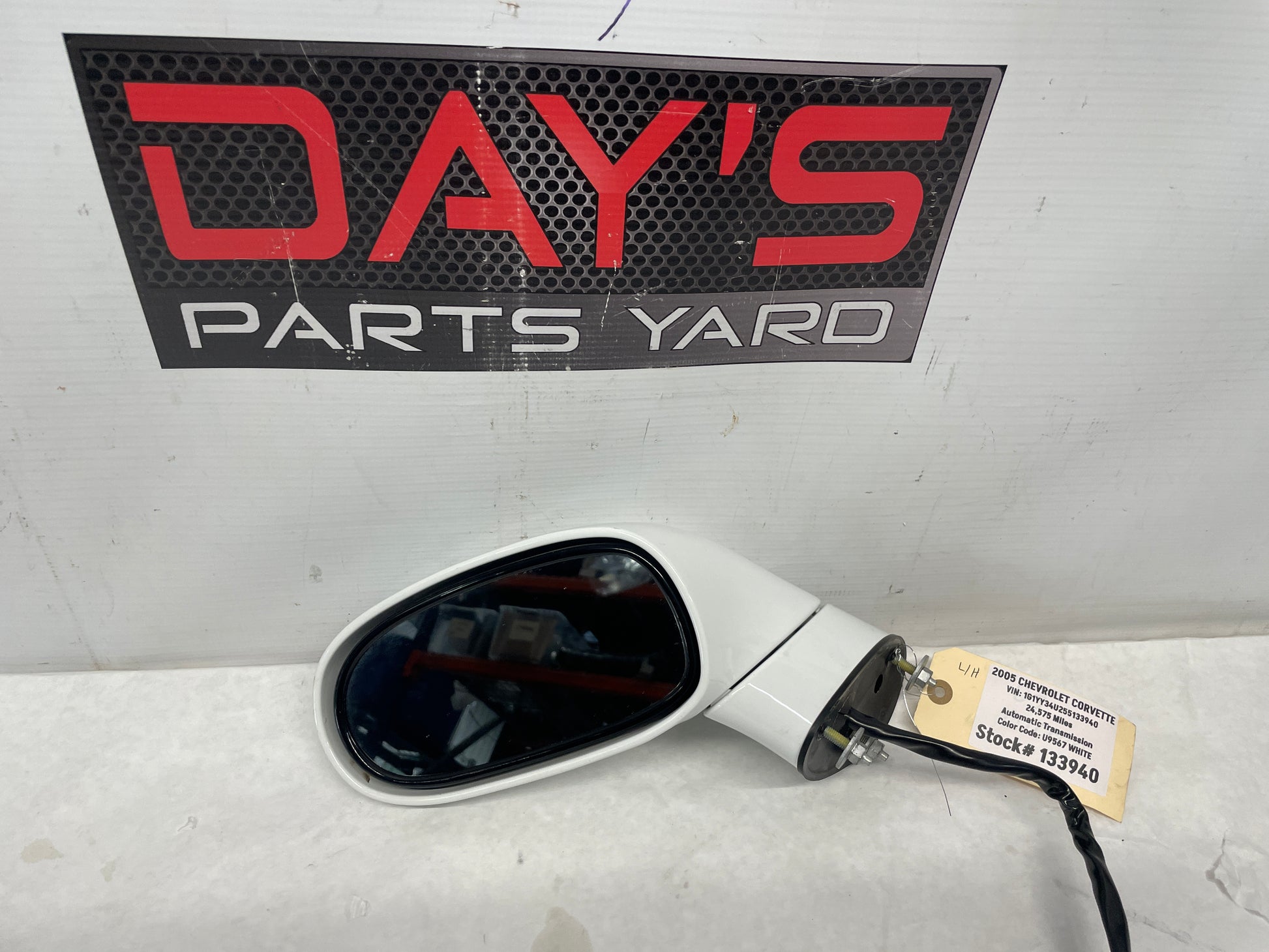 2005 Chevy C6 Corvette LH Driver Exterior Mirror White OEM - Day's Parts Yard