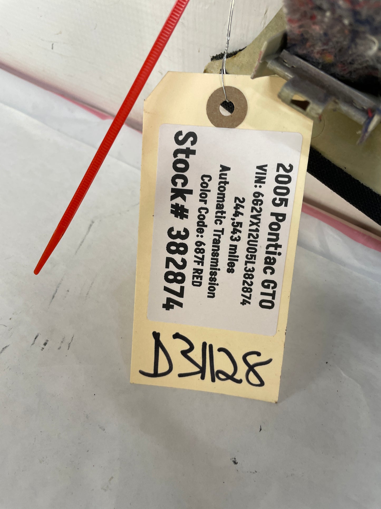 2005 Pontiac GTO RH Passenger Rear Interior Quarter C Pillar Seat Belt Cover Trim Panel OEM - Day's Parts Yard