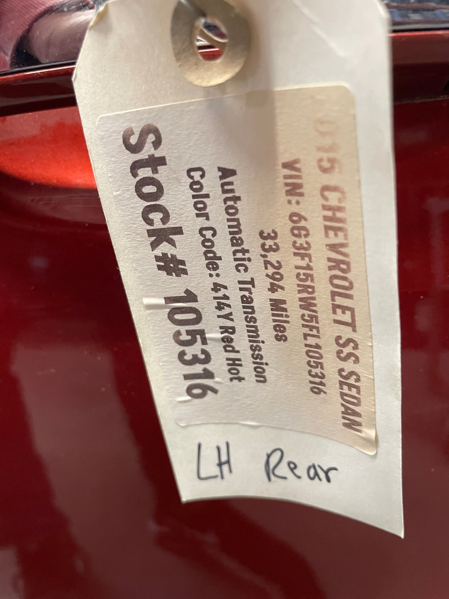 2015 Chevy SS Sedan LH Driver Rear Exterior Door OEM - Day's Parts Yard