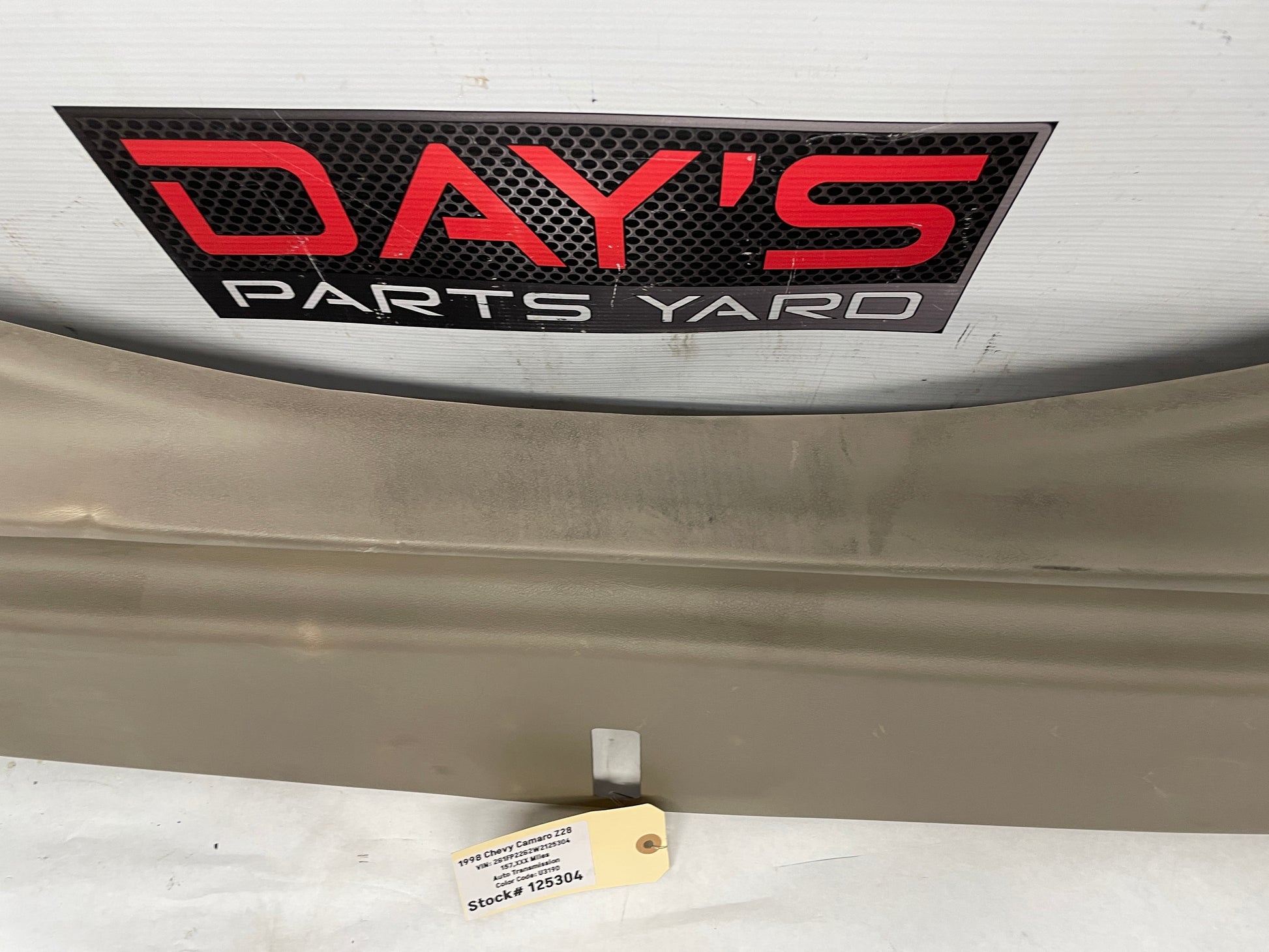 1998 Chevy Camaro Z28 Lift Gate Hatch Trunk Latch Cover Trim Panel Tan OEM - Day's Parts Yard