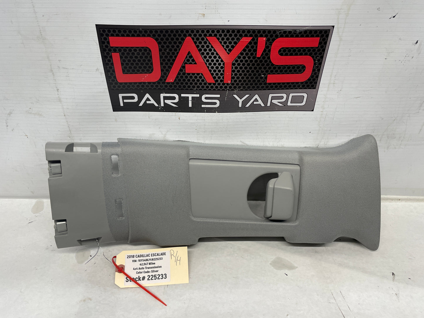 2018 Cadillac Escalade RH Passenger B Pillar Upper Trim Panel Gray OEM - Day's Parts Yard