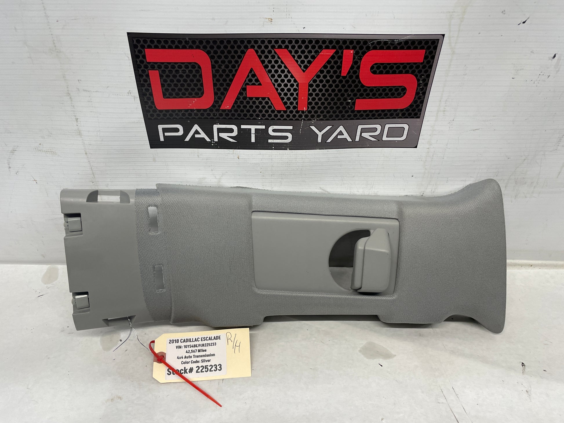 2018 Cadillac Escalade RH Passenger B Pillar Upper Trim Panel Gray OEM - Day's Parts Yard