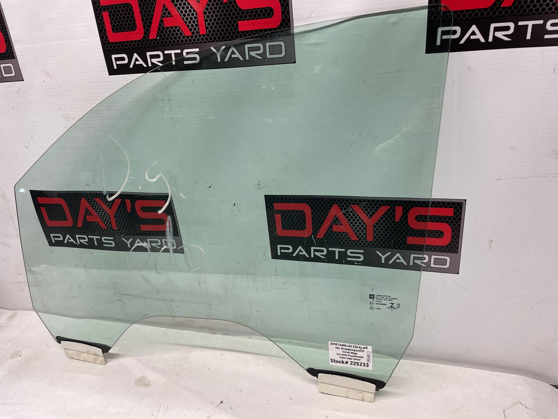 2018 Cadillac Escalade LH Driver Front Door Window Glass OEM - Day's Parts Yard