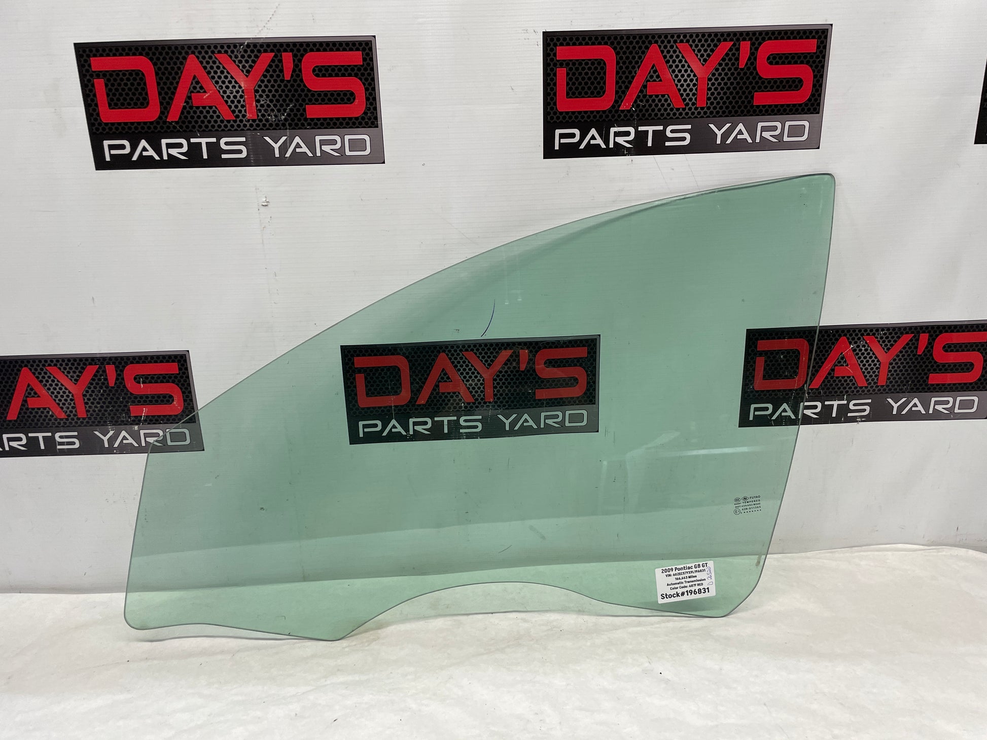 2009 Pontiac G8 GT LH Driver Front Door Window Glass OEM - Day's Parts Yard