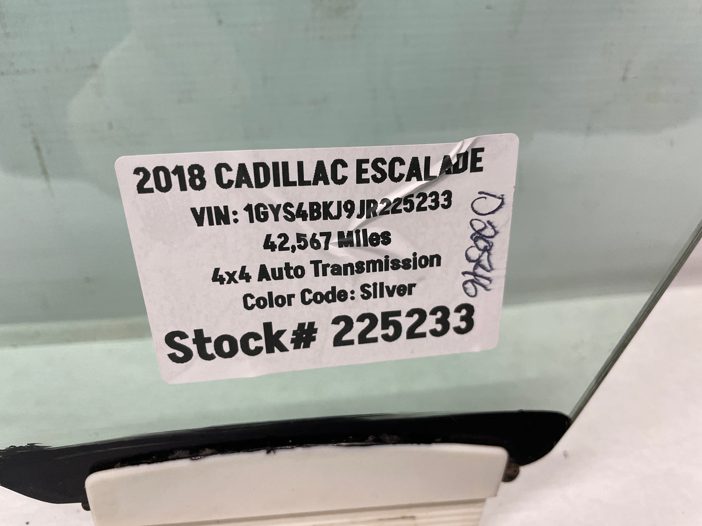 2018 Cadillac Escalade LH Driver Front Door Window Glass OEM - Day's Parts Yard