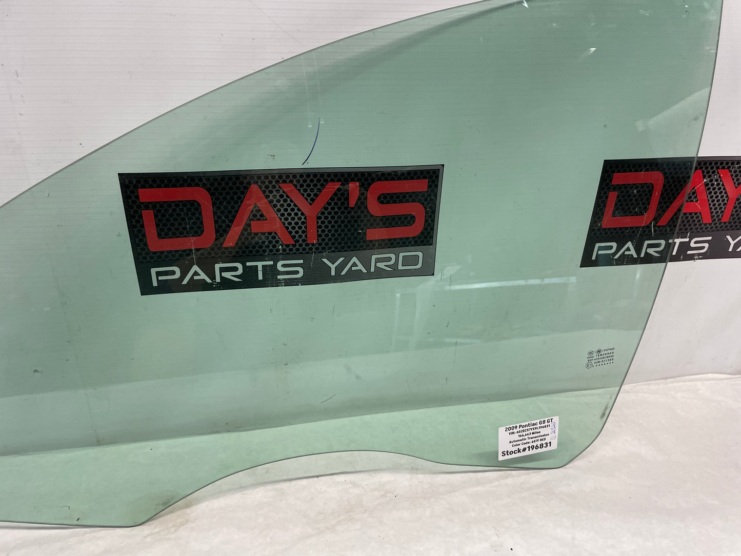 2009 Pontiac G8 GT LH Driver Front Door Window Glass OEM - Day's Parts Yard