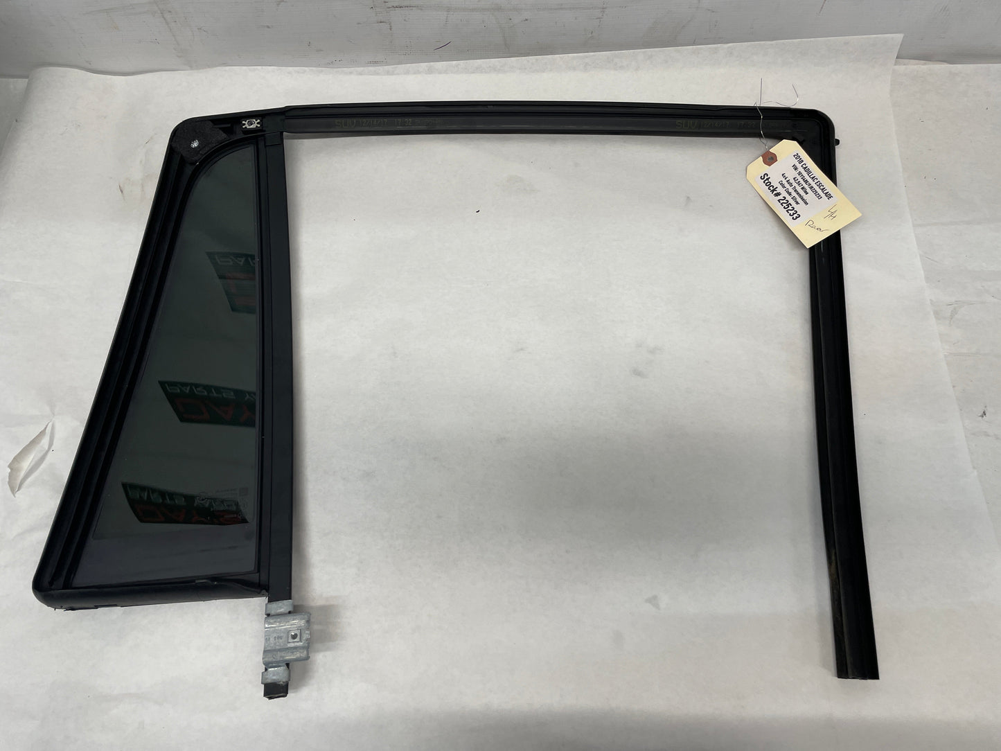 2018 Cadillac Escalade LH Driver Rear Door Window Glass Weatherstrip OEM - Day's Parts Yard