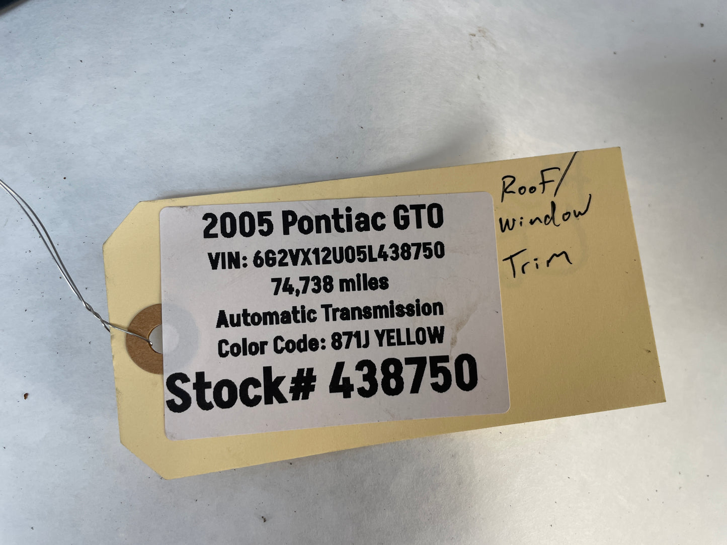 2005 Pontiac GTO RH & LH Roof Panel Joint Finish Trim Molding OEM