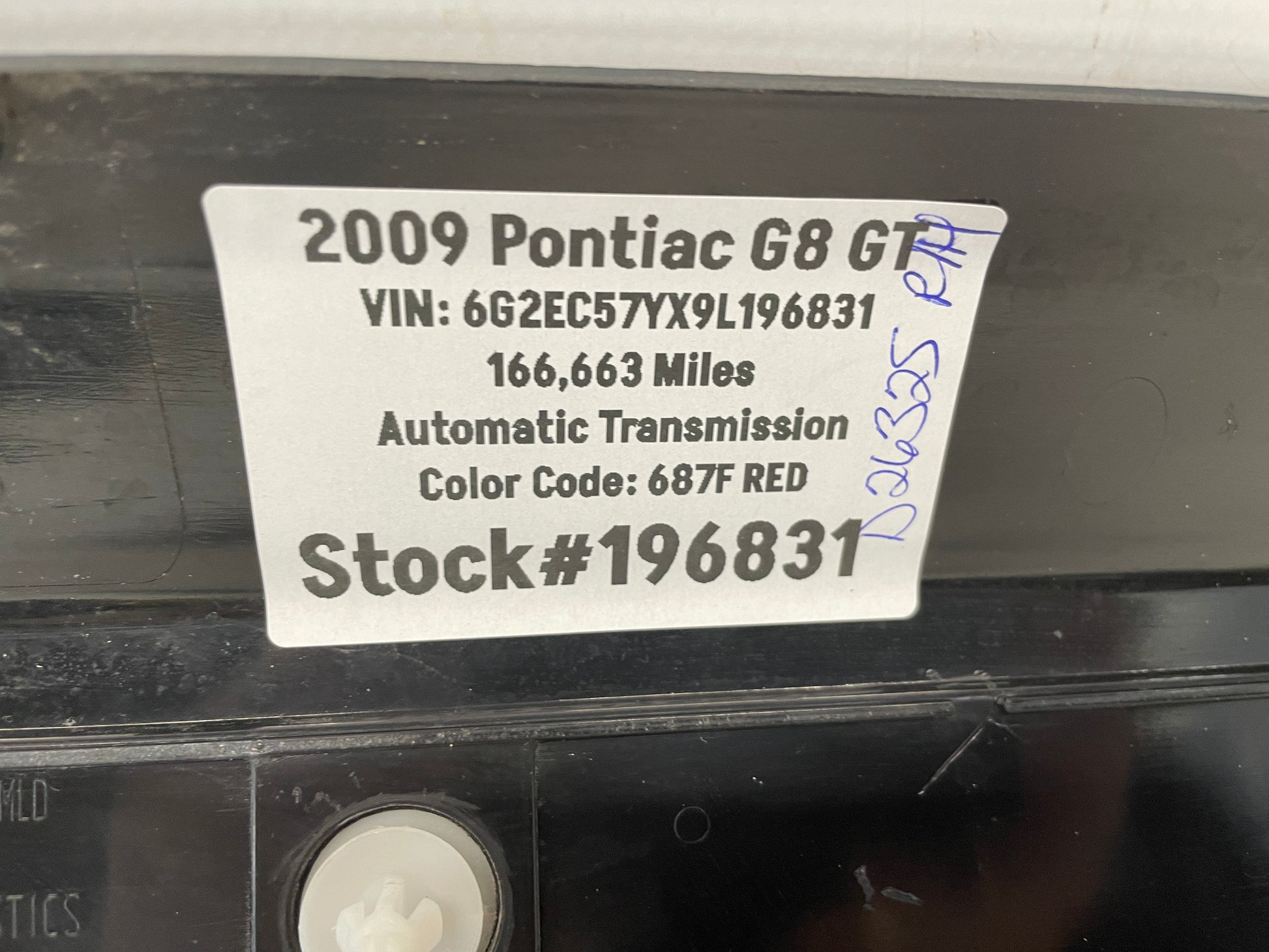 2009 Pontiac G8 GTRH Passenger Front Door Sill Kick Panel / Scuff Plate OEM - Day's Parts Yard