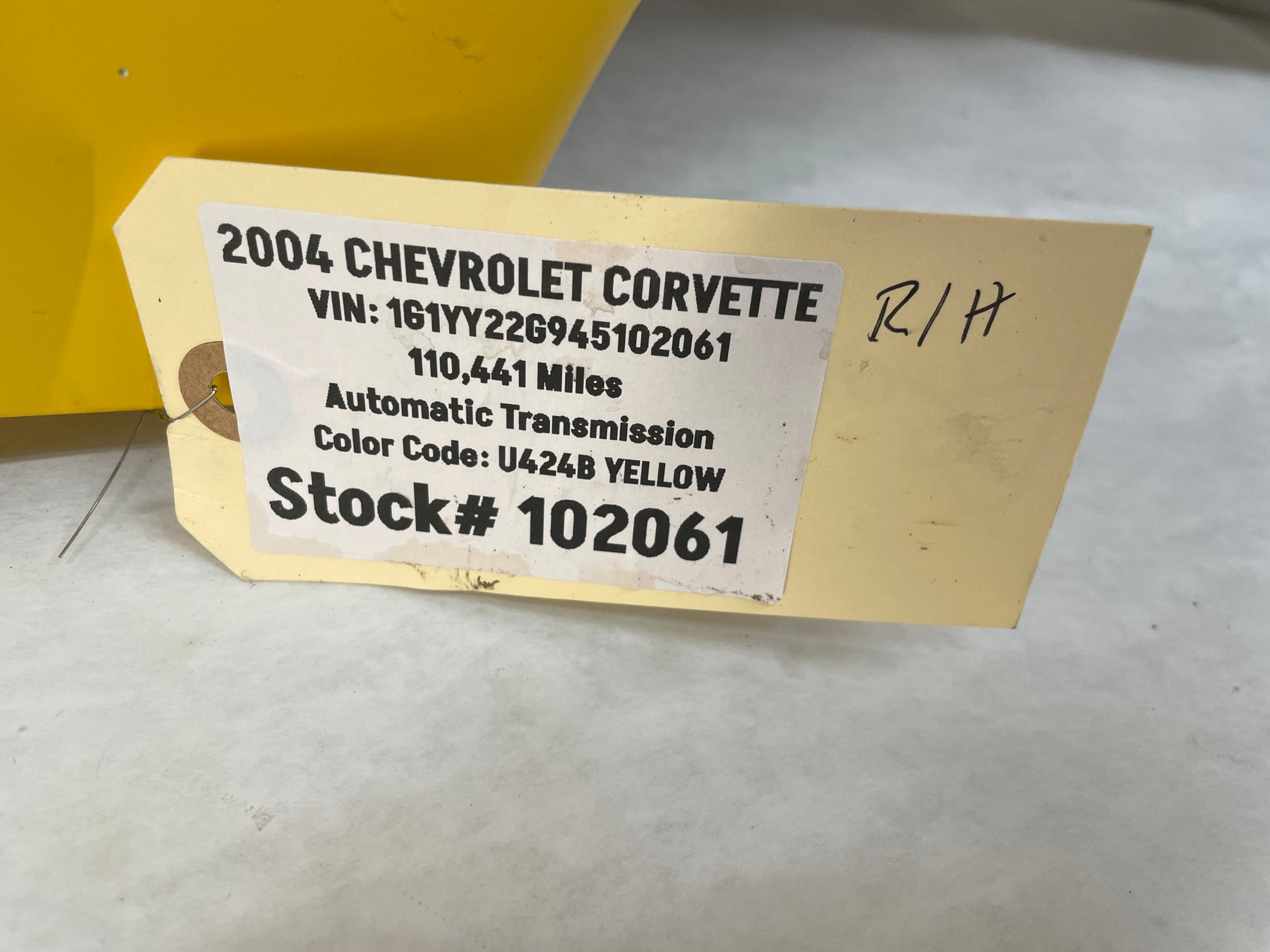 2004 Chevy C5 Corvette RH Passenger Rear Quarter Fender Yellow OEM - Day's Parts Yard