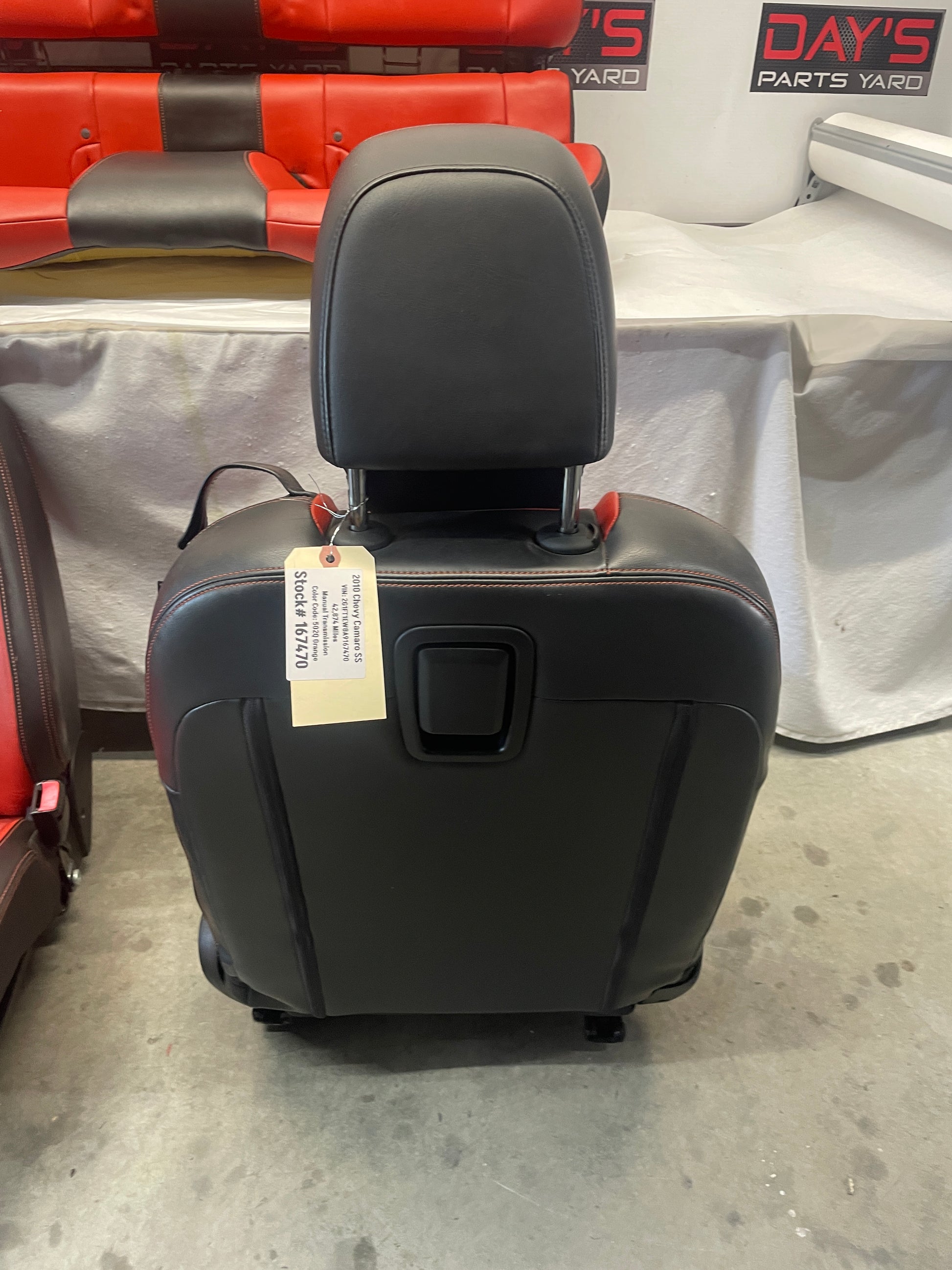 2010 Chevy Camaro SS Orange Seats Fronts and Rears OEM - Day's Parts Yard