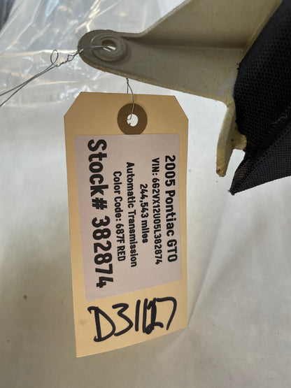 2005 Pontiac GTO LH Driver Rear Interior Quarter C Pillar Seat Belt Cover Trim Panel OEM - Day's Parts Yard