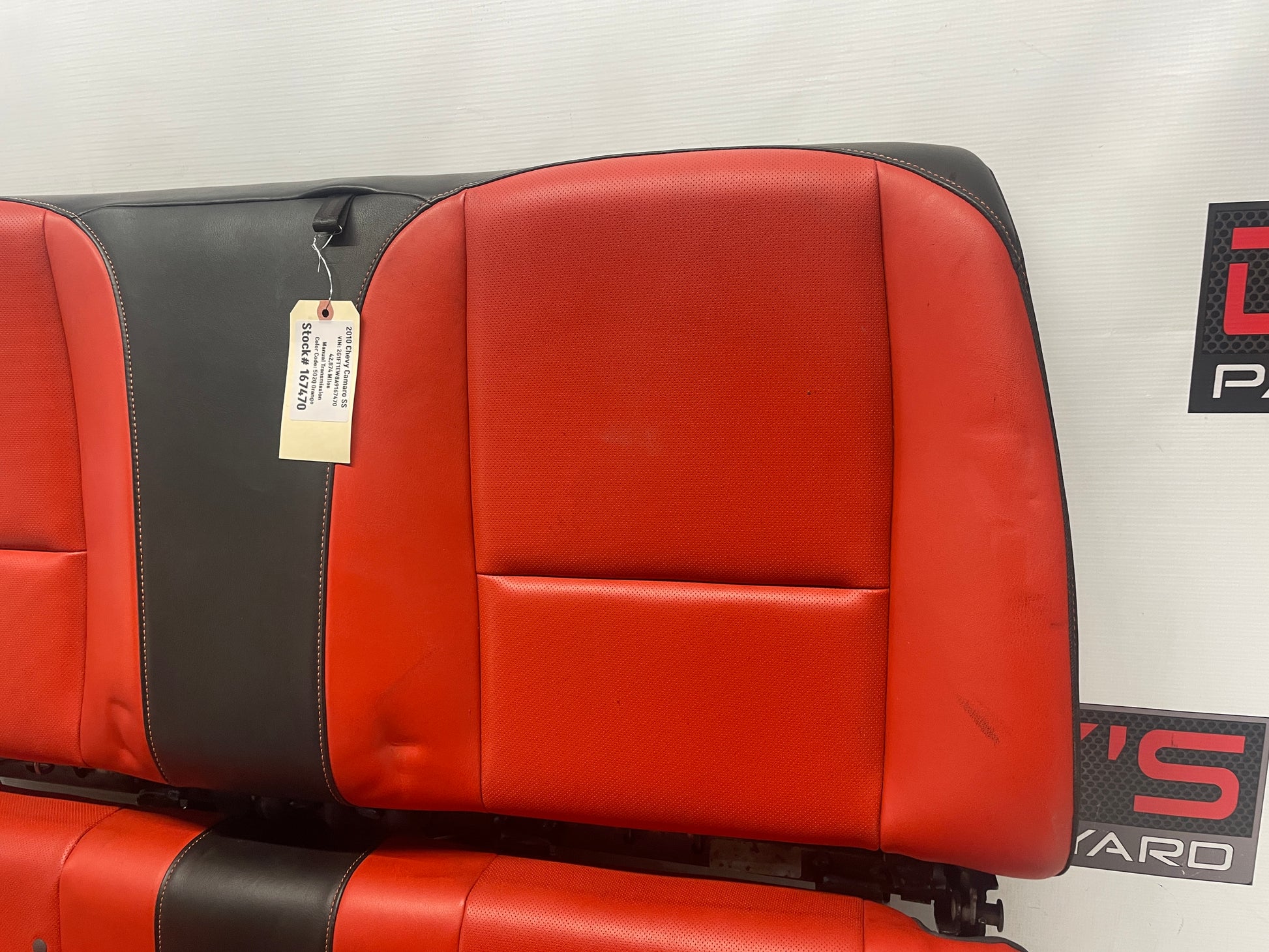 2010 Chevy Camaro SS Orange Seats Fronts and Rears OEM - Day's Parts Yard