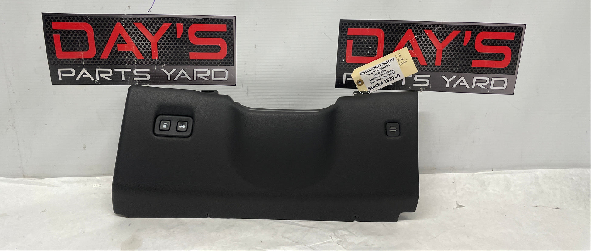 2005 Chevy C6 Corvette LH Driver Dash Knee Bolster Lower Trim Panel Switches Black OEM - Day's Parts Yard
