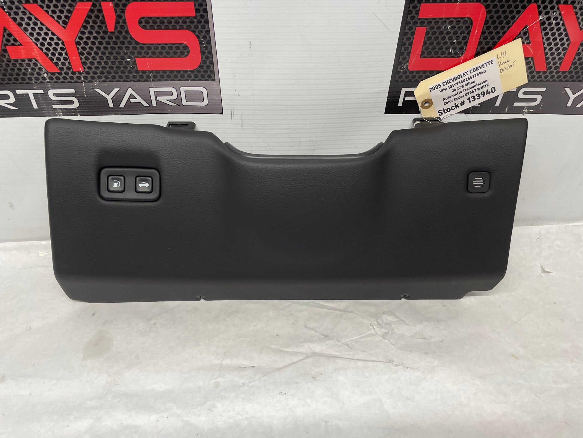 2005 Chevy C6 Corvette LH Driver Dash Knee Bolster Lower Trim Panel Switches Black OEM - Day's Parts Yard