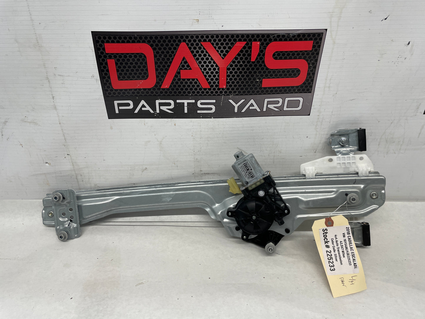 2018 Cadillac Escalade LH Driver Rear Window Regulator w/ Motor OEM