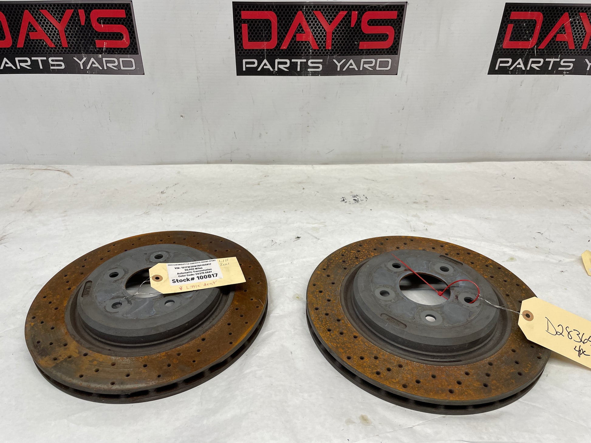 2011 Chevy C6 Corvette Grand Sport RH & LH Rear PBR Brake Calipers w/ Rotors OEM - Day's Parts Yard