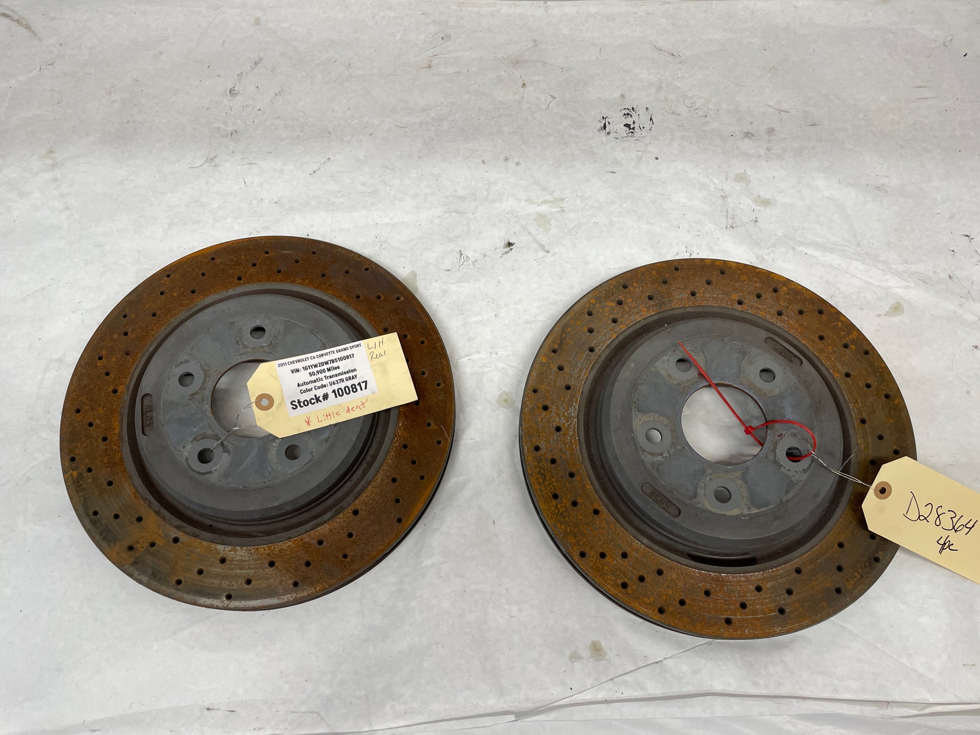 2011 Chevy C6 Corvette Grand Sport RH & LH Rear PBR Brake Calipers w/ Rotors OEM - Day's Parts Yard