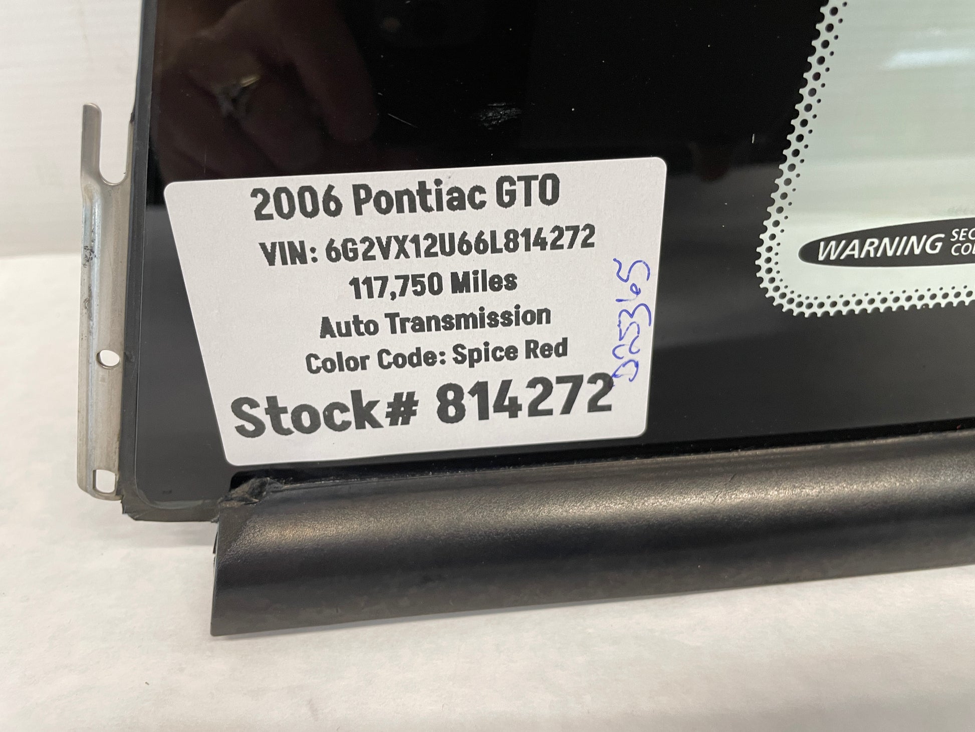 2006 Pontiac GTO LH Driver Rear Quarter Window Glass OEM - Day's Parts Yard
