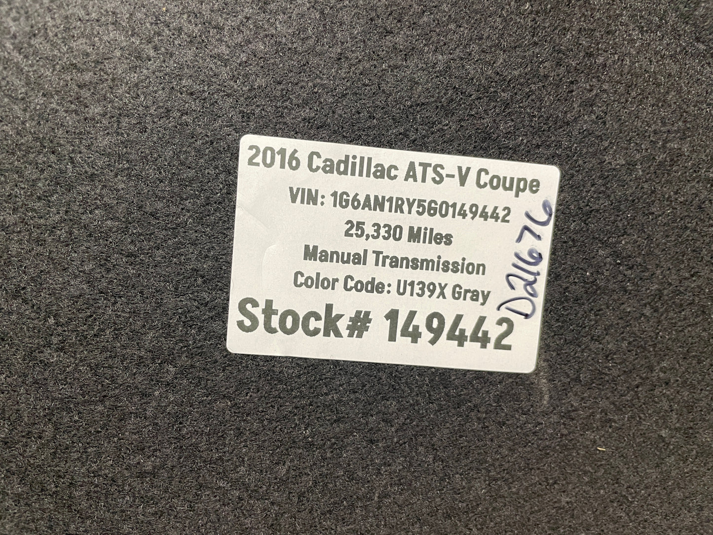2016 Cadillac ATS-V Coupe Trunk Cargo Compartment Spare Tire Floor Cover OEM