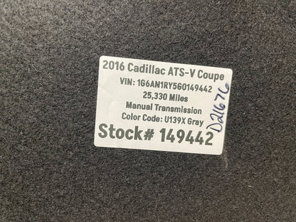 2016 Cadillac ATS-V Coupe Trunk Cargo Compartment Spare Tire Floor Cover OEM