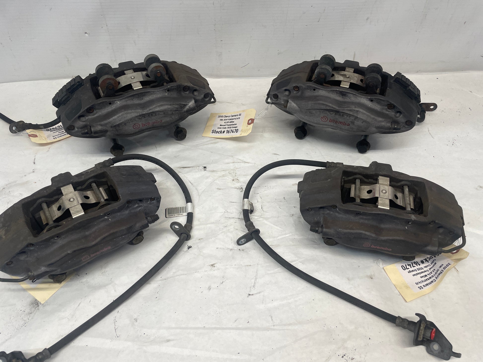 2010 Chevy Camaro SS Brembo Brake Calipers Front and Rear OEM - Day's Parts Yard