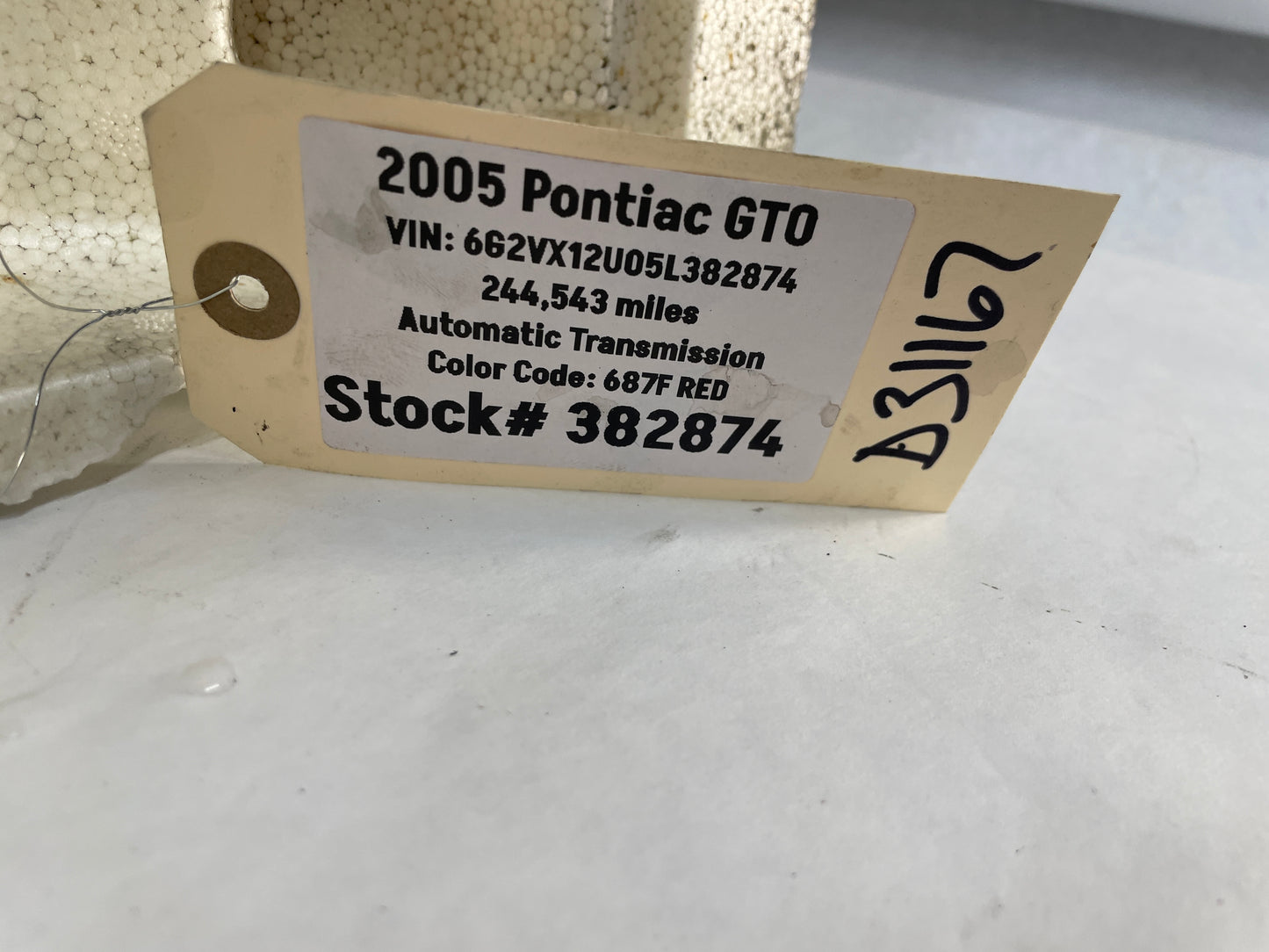 2005 Pontiac GTO Rear Bumper Impact Energy Absorber Foam OEM - Day's Parts Yard
