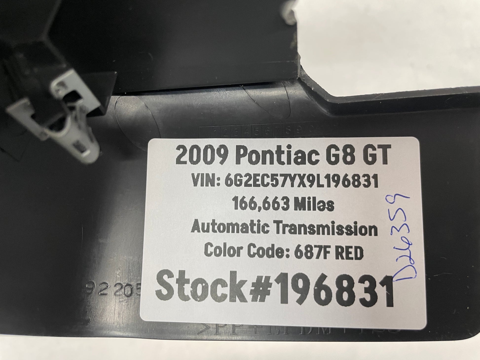 2009 Pontiac G8 GT RH Passenger Front Seat Rear Outer Track Trim Cover OEM - Day's Parts Yard