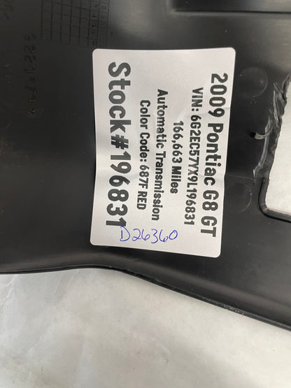 2009 Pontiac G8 GT LH Driver Front Seat Outer Track Cover Trim OEM - Day's Parts Yard