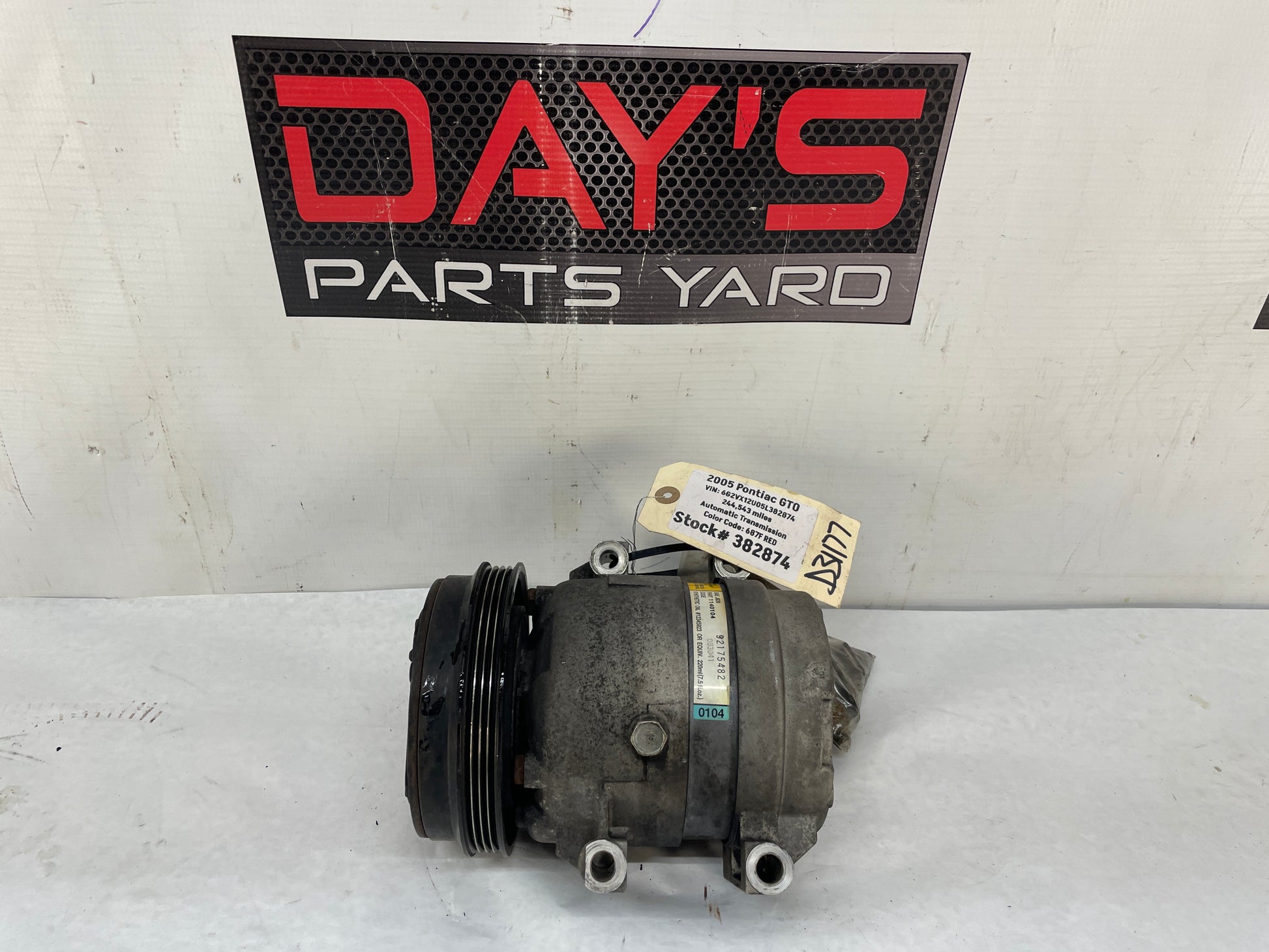 2005 Pontiac GTO AC Air Conditioner Compressor OEM - Day's Parts Yard