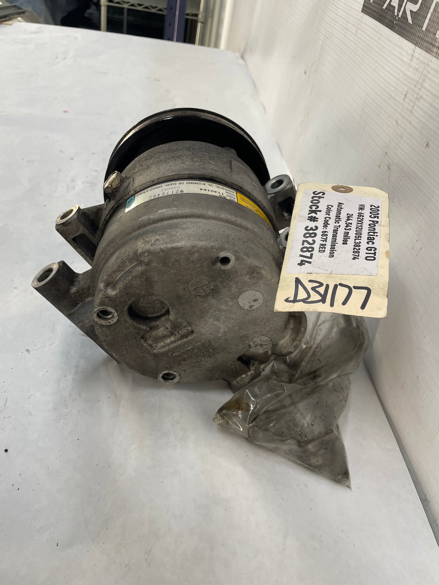 2005 Pontiac GTO AC Air Conditioner Compressor OEM - Day's Parts Yard