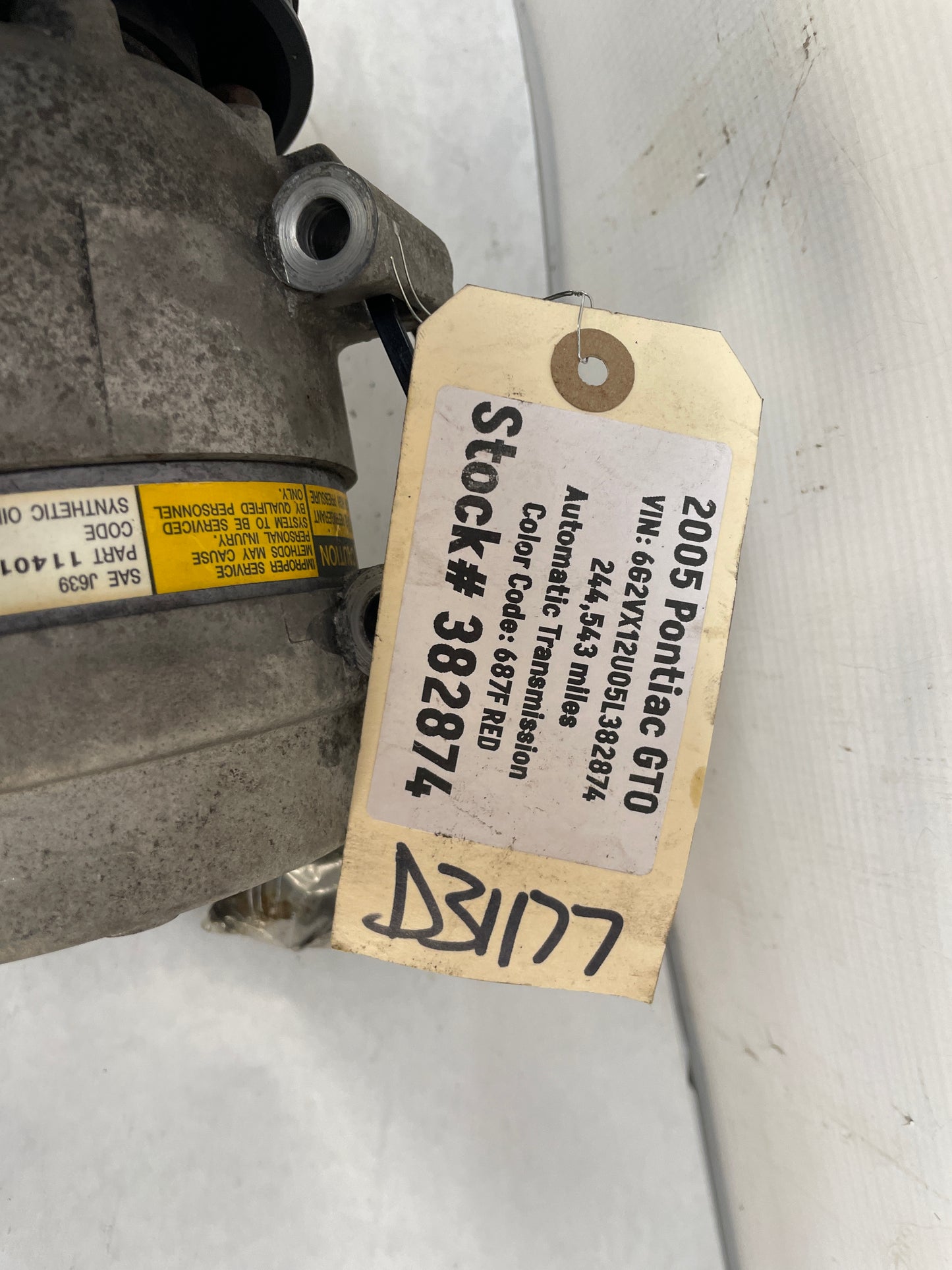 2005 Pontiac GTO AC Air Conditioner Compressor OEM - Day's Parts Yard