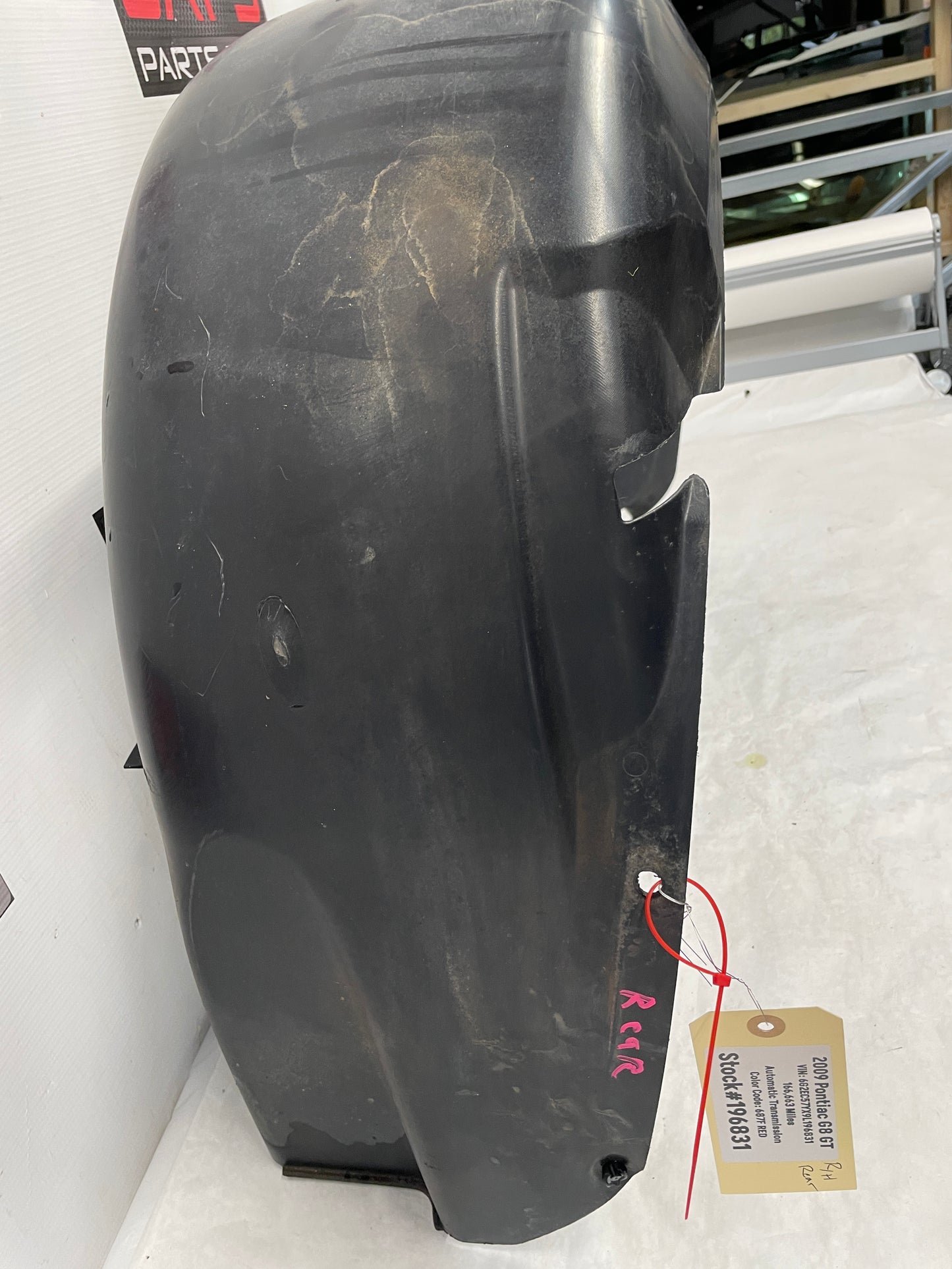 2009 Pontiac G8 GT RH Passenger Rear Fender Wheel House Well Liner OEM - Day's Parts Yard
