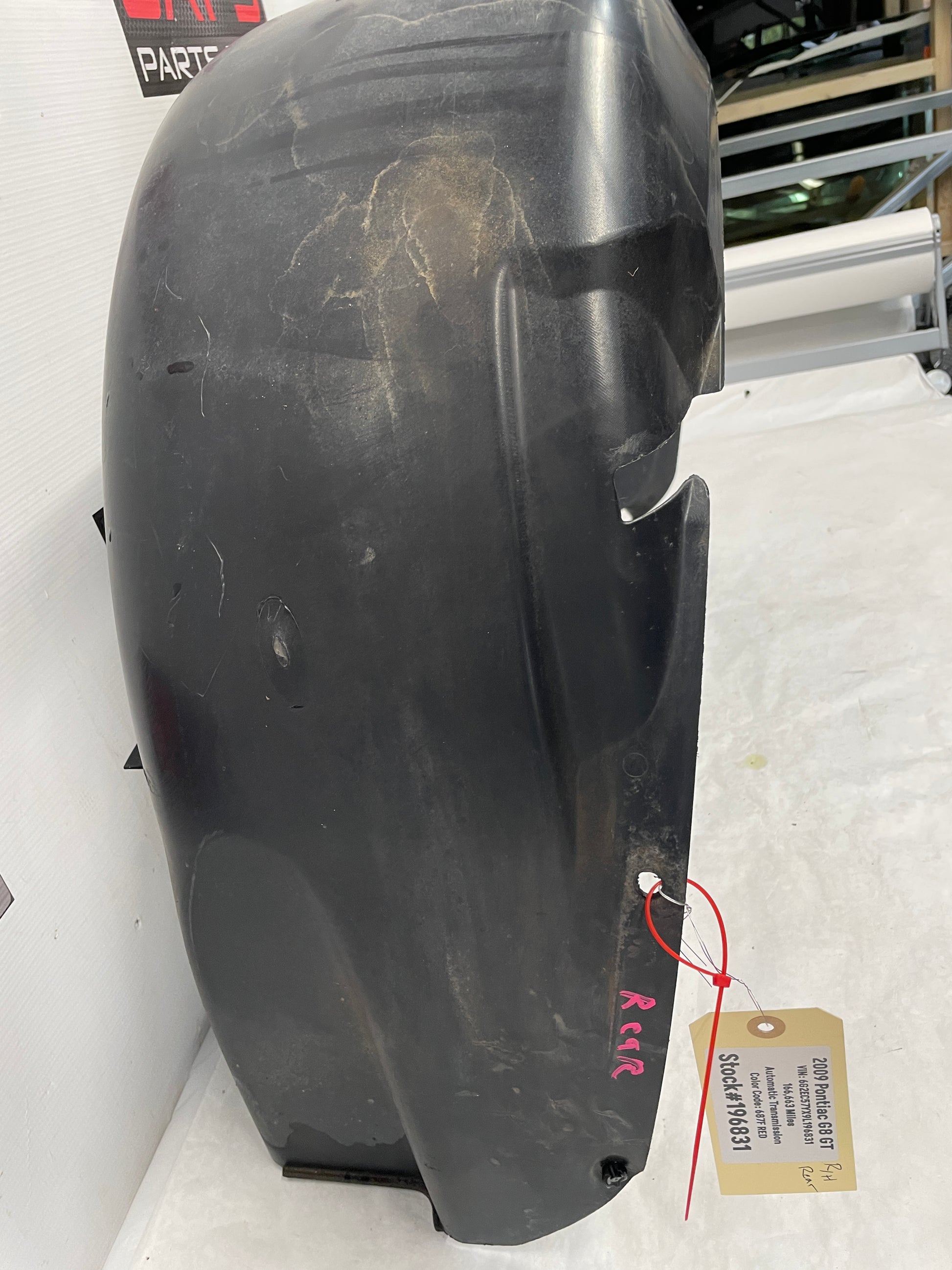 2009 Pontiac G8 GT RH Passenger Rear Fender Wheel House Well Liner OEM - Day's Parts Yard
