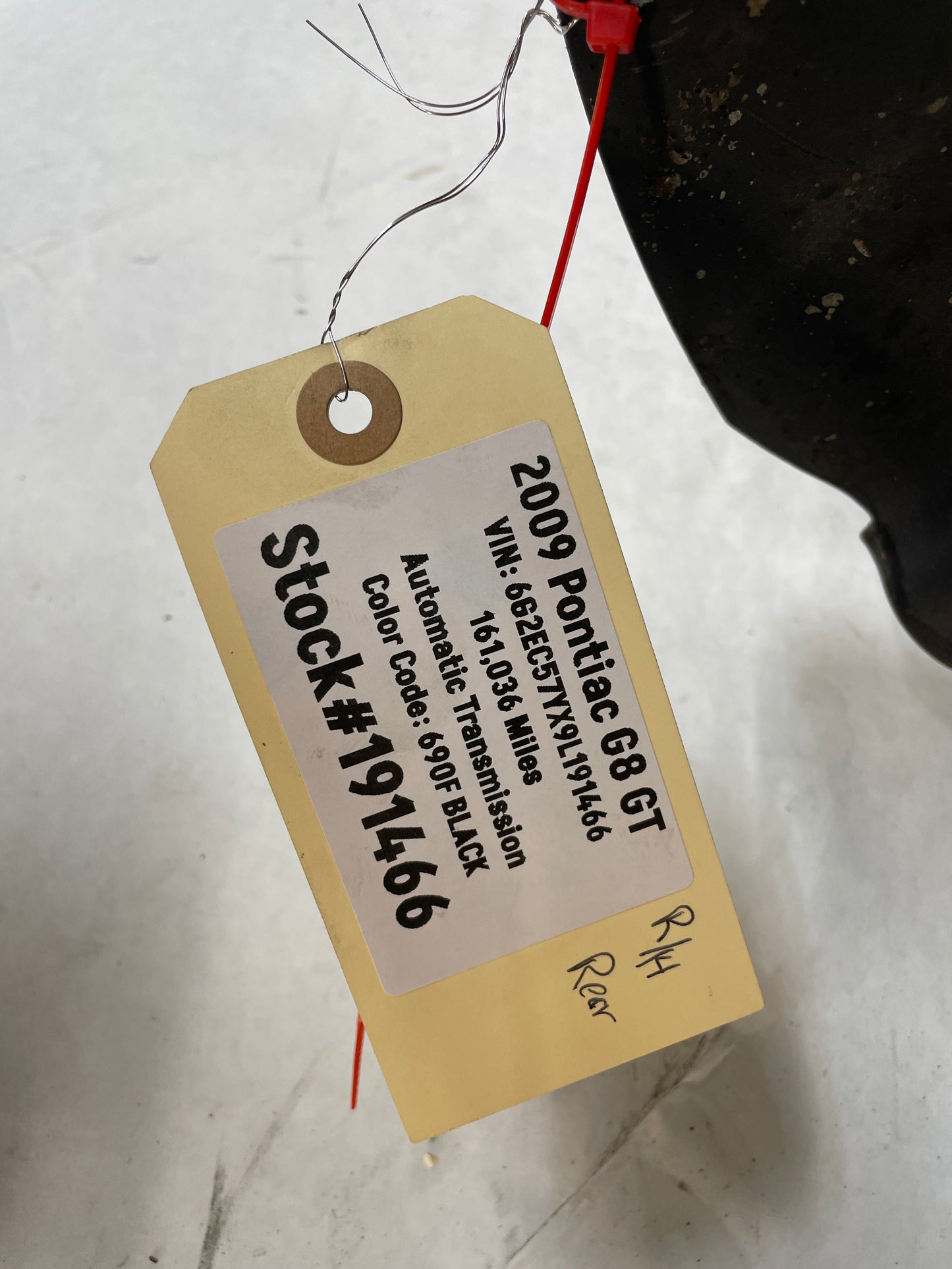 2009 Pontiac G8 GT RH Passenger Rear Fender Wheelhouse Well Liner OEM - Day's Parts Yard