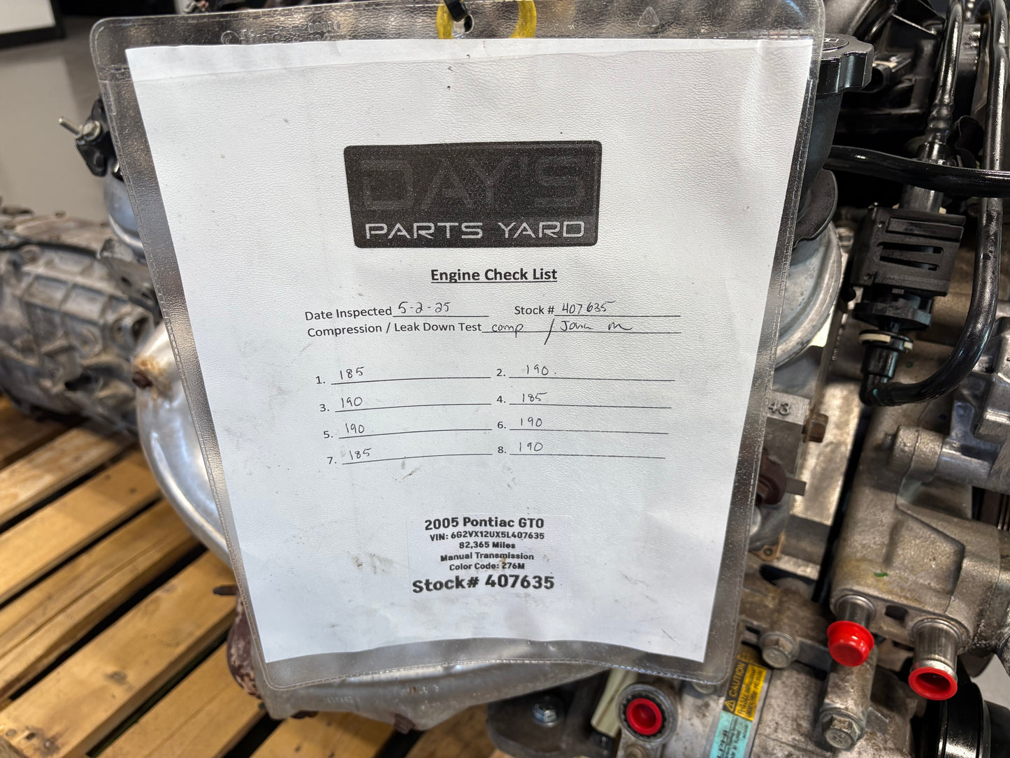 6.0L LS2 Engine T56 Manual Transmission Drivetrain Pullout 82k