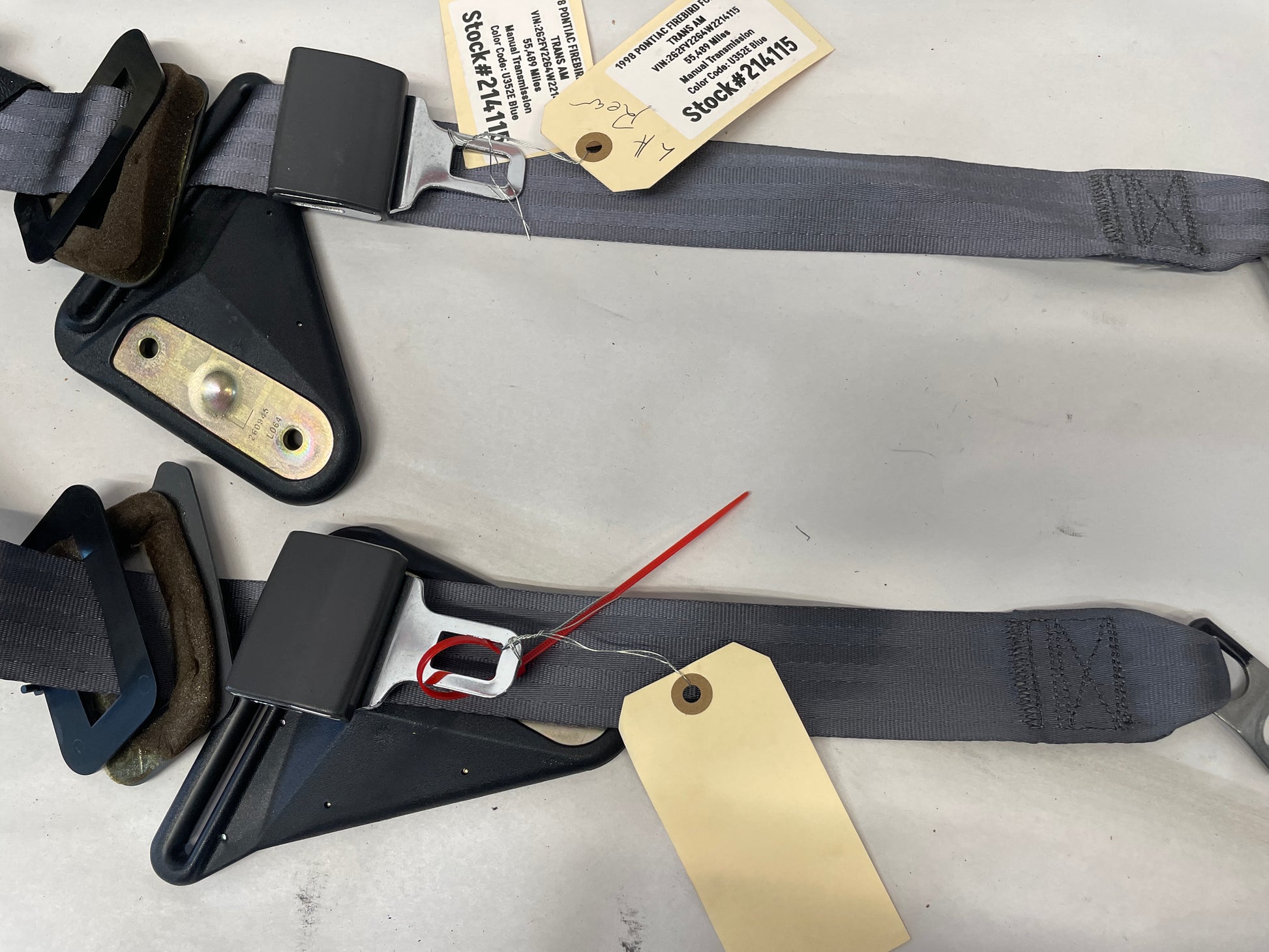 1998 Pontiac Firebird Formula Trans Am Complete Seatbelts Retractors OEM - Day's Parts Yard