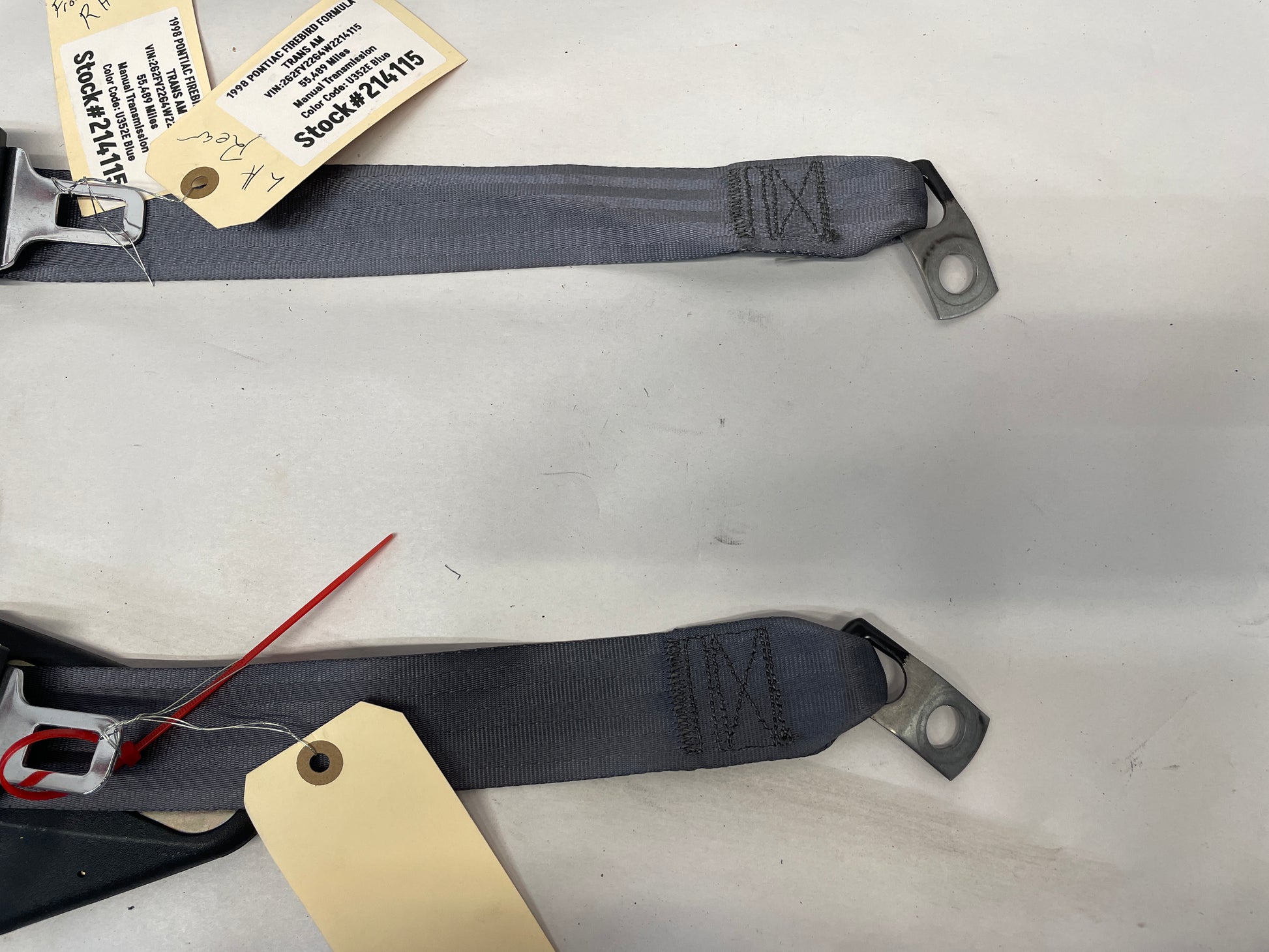 1998 Pontiac Firebird Formula Trans Am Complete Seatbelts Retractors OEM - Day's Parts Yard